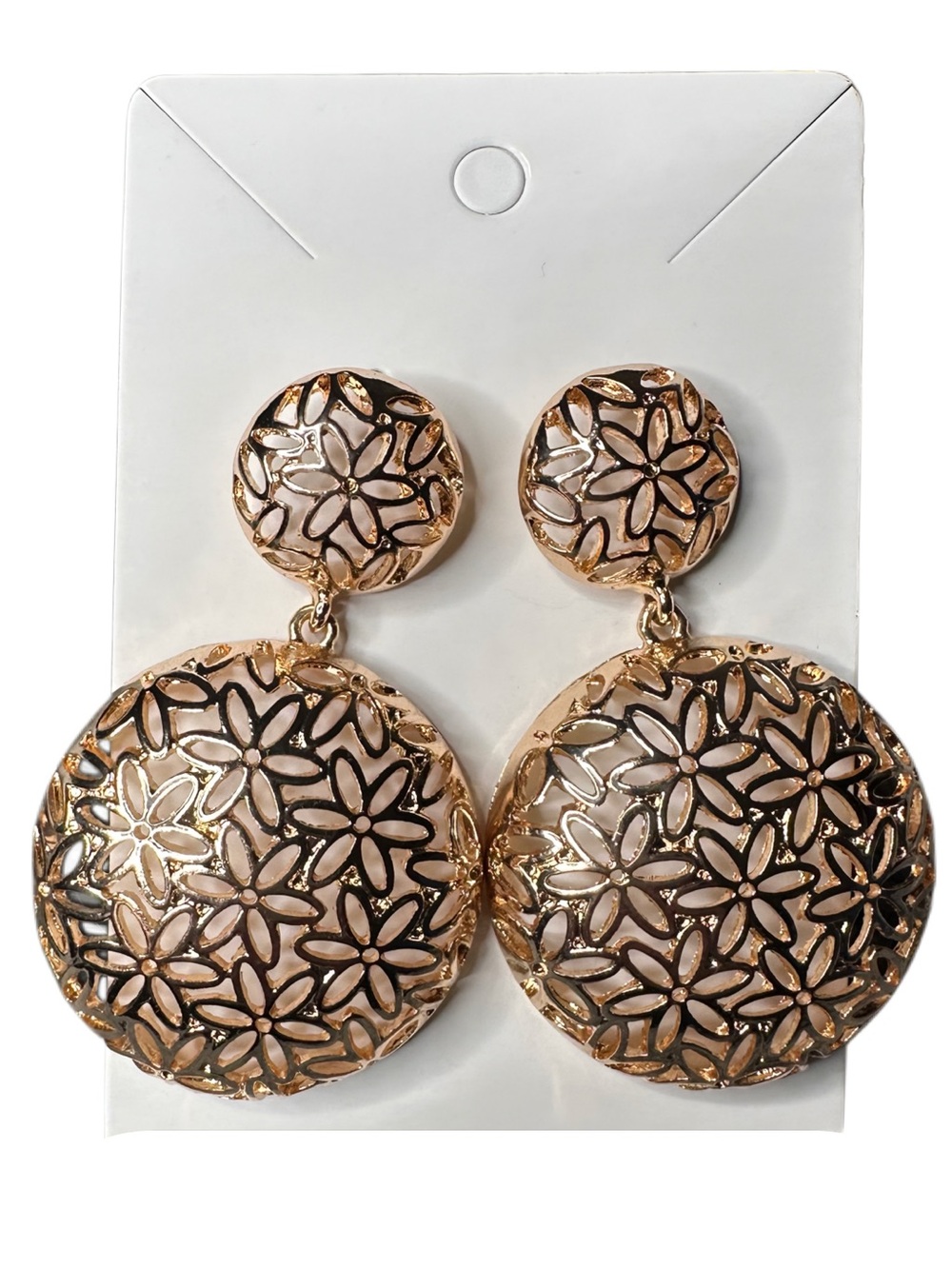 Gold Floral Filigree Drop Earrings - Women Jewelry